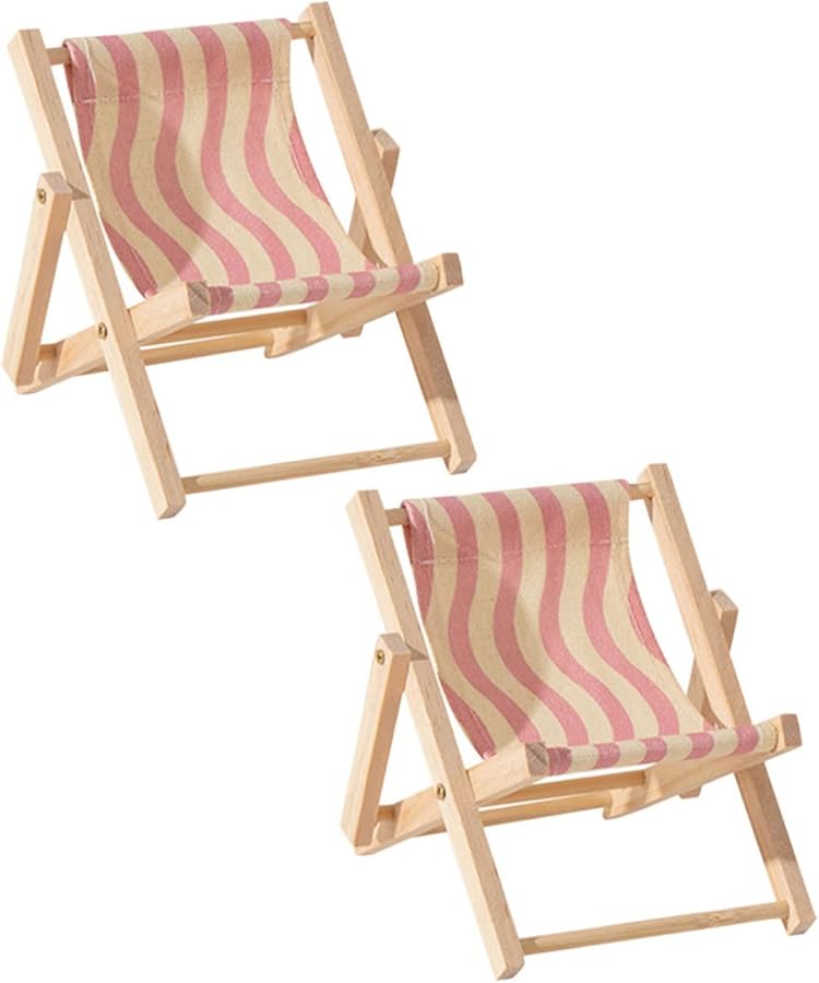 Wooden Beach Chair Phone Stand 2 Pack Desktop Holder For Home Decor - Image 1